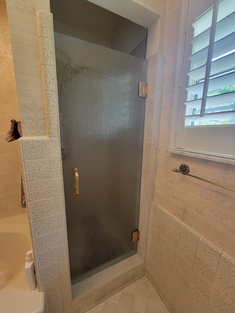 A nicely installed shower door.
