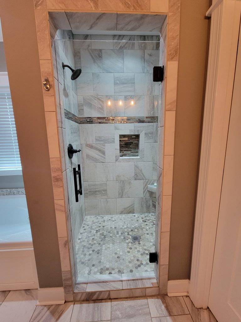 A nicely installed shower door.